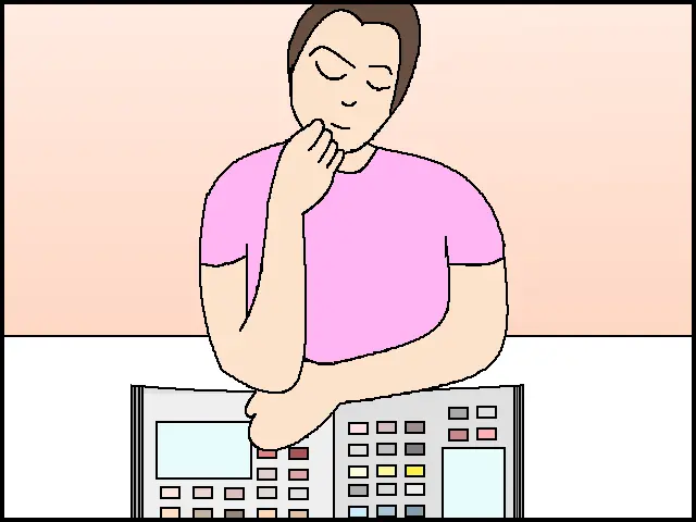 見本帳を見る女性のイラスト