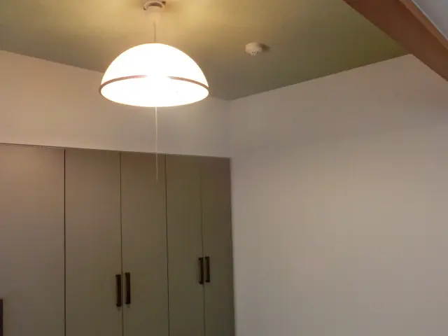 天井にアクセントクロスを貼った部屋